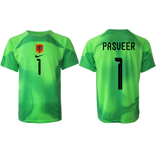 Nederland Remko Pasveer #1 Keeper Hjemmedrakt VM 2022 Kortermet Nederland Remko Pasveer #1 Keeper Hjemmedrakt VM 2022 Kortermet